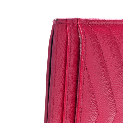 Saint Laurent Grain De Poudre Matelasse Chevron Monogram Credit Card Case Bubblegum 13 of 14
