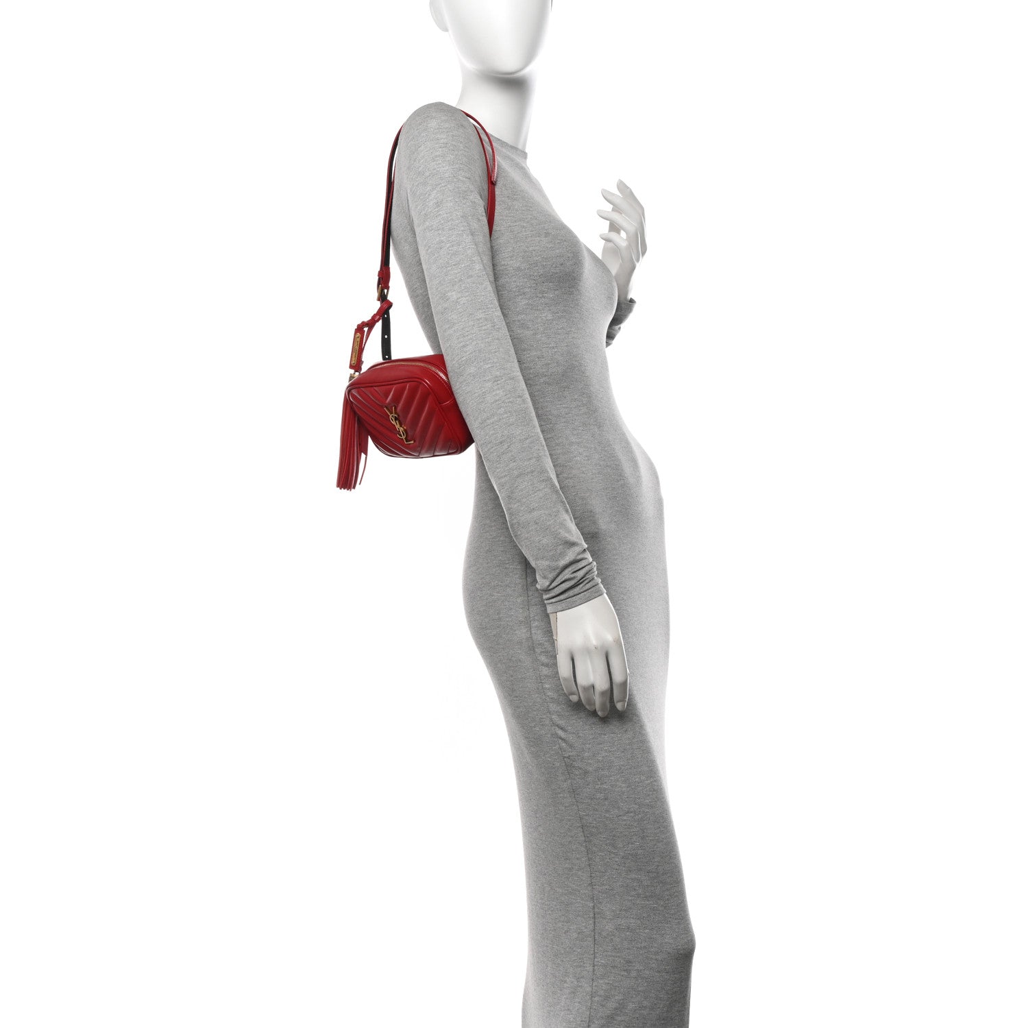 Saint Laurent Calfskin Matelasse Monogram Lou Belt Bag Rouge Eros 2 of 13