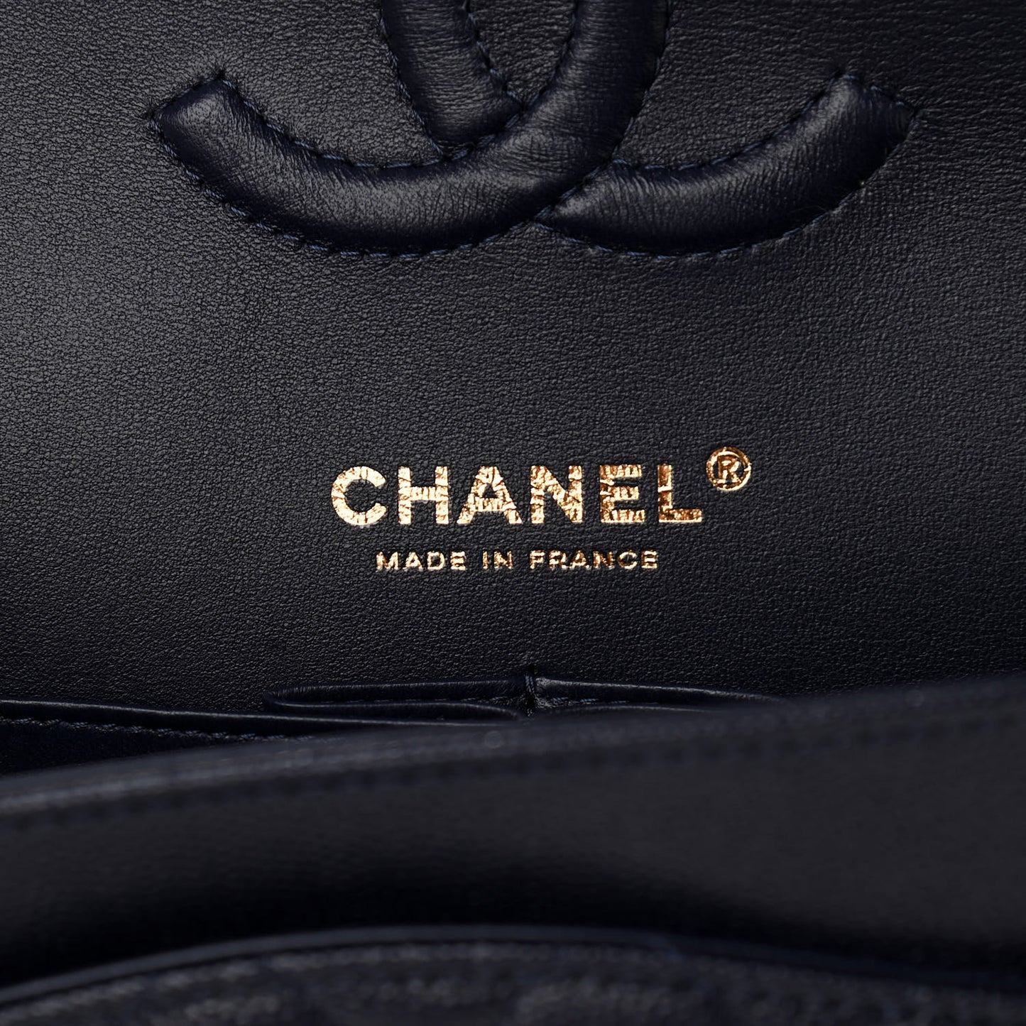Caviar Quilted Medium Double Flap Dark Blue