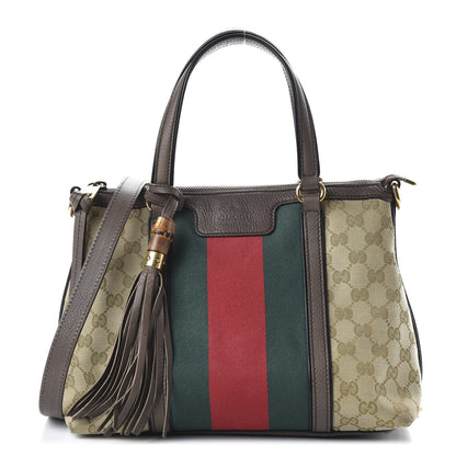 Gucci Monogram Web Rania Top Handle Bag Brown 1 of 9