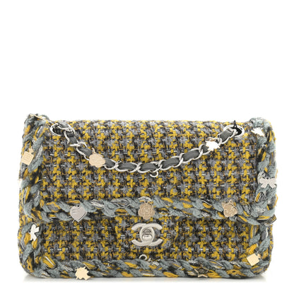 Chanel Tweed Braided Charms Small Flap Yellow Grey Black 1 of 10