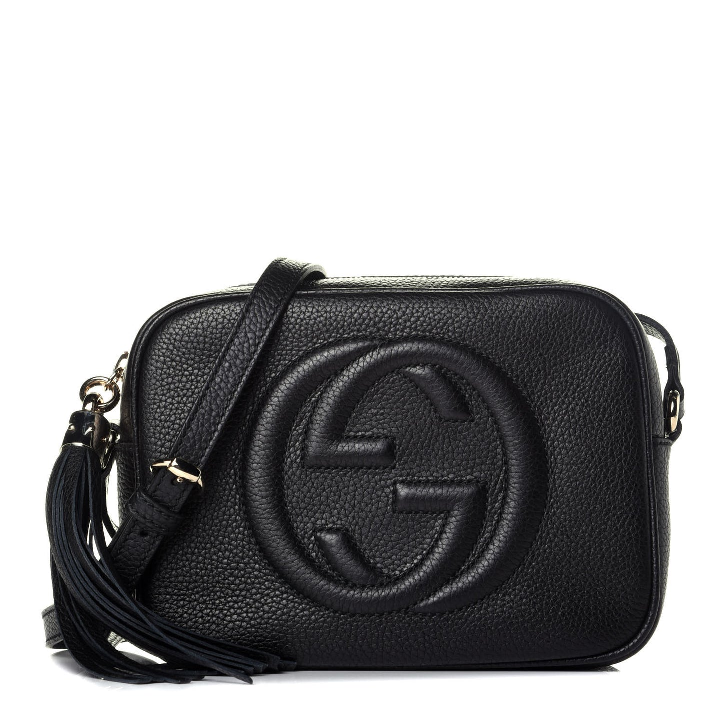 Pebbled Calfskin Small Soho Disco Bag Black