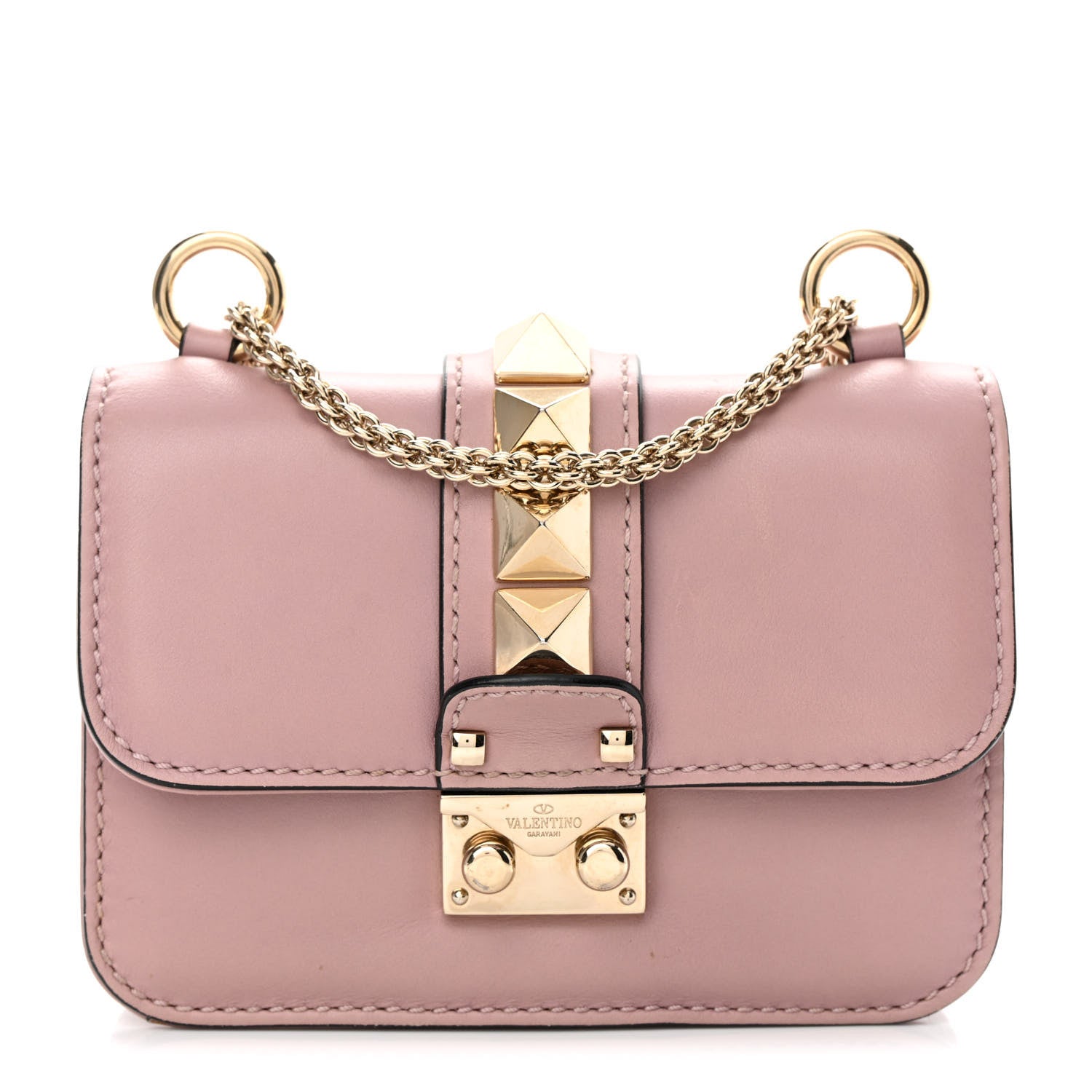 Valentino Garavani Vitello Mini Glam Lock Rockstud Flap Lipstick 1 of 14