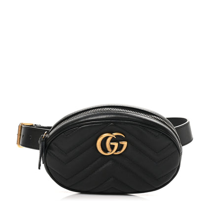 Gucci Calfskin Matelasse GG Marmont Belt Bag 75 30 Black 1 of 11