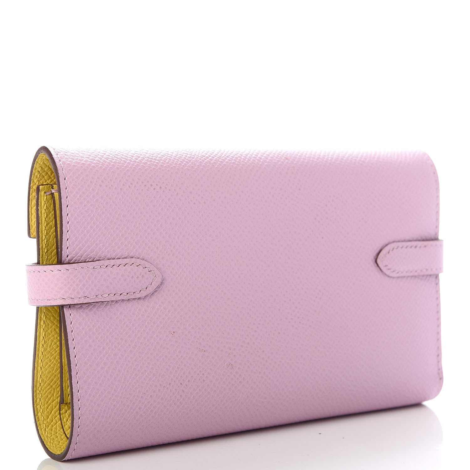 Hermes Epsom Medium Kelly Wallet Mauve Sylvestre Jaune de Naples 3 of 8