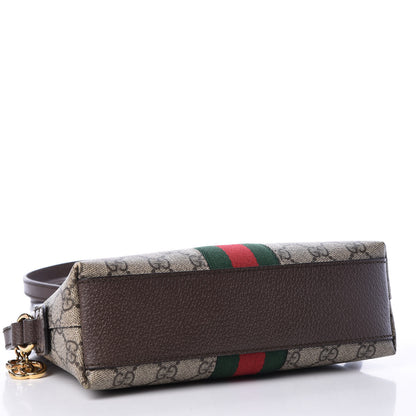Gucci GG Supreme Monogram Textured Dollar Calfskin Web Small Ophidia Dome Shoulder Bag Beige Ebony New Acero 3 of 10