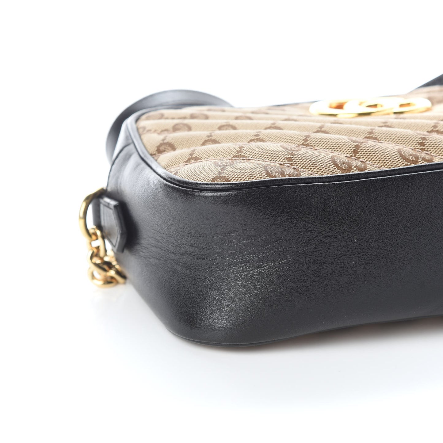 Monogram Matelasse Diagonal Small GG Marmont Chain Shoulder Bag Beige Black