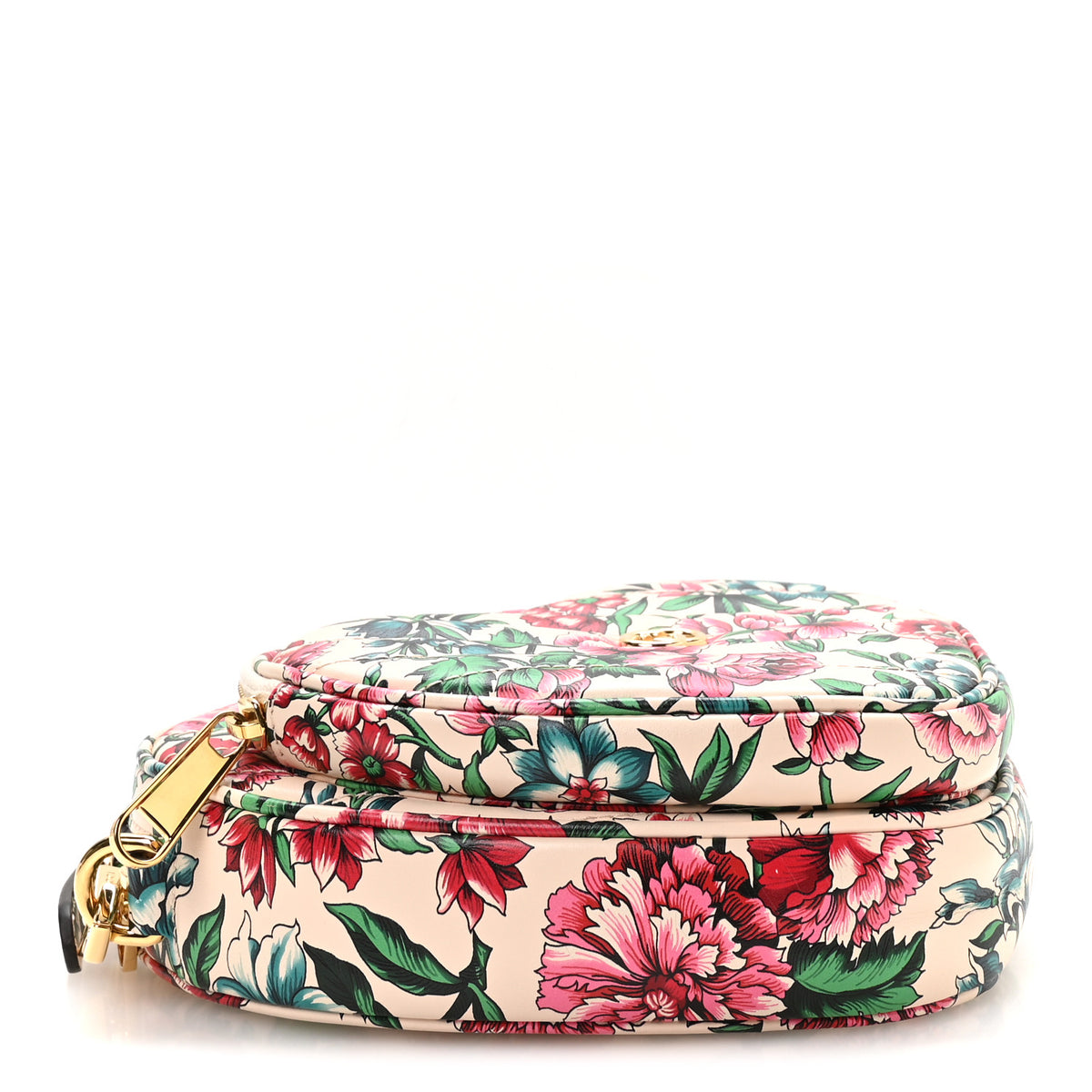 Gucci Calfskin Matelasse Diagonal Brit Roses Print Mini Interlocking G Heart Shoulder Bag  White Multicolor 4 of 10