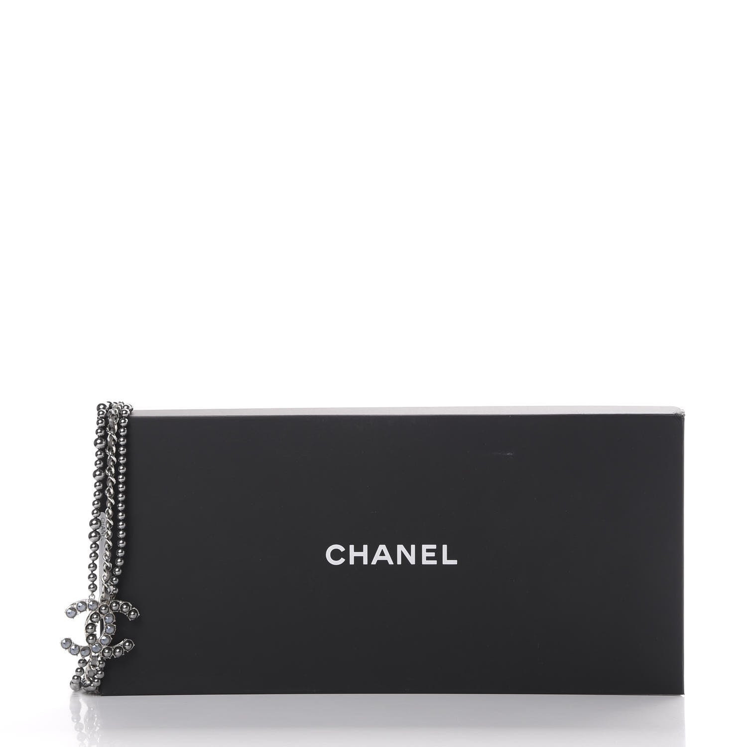 Chanel Crystal Pearl Lambskin CC Multi Strand Necklace Grey Silver 5 of 5