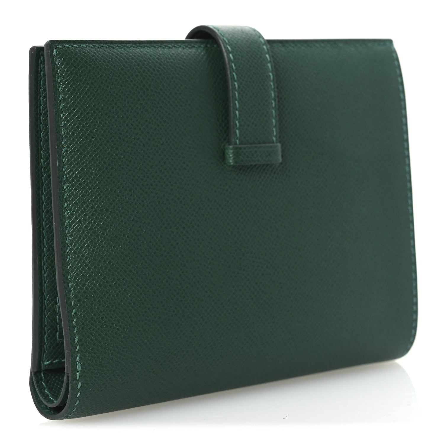 Hermes Madame Calfskin Bearn Compact Wallet Vert Moyen 3 of 9
