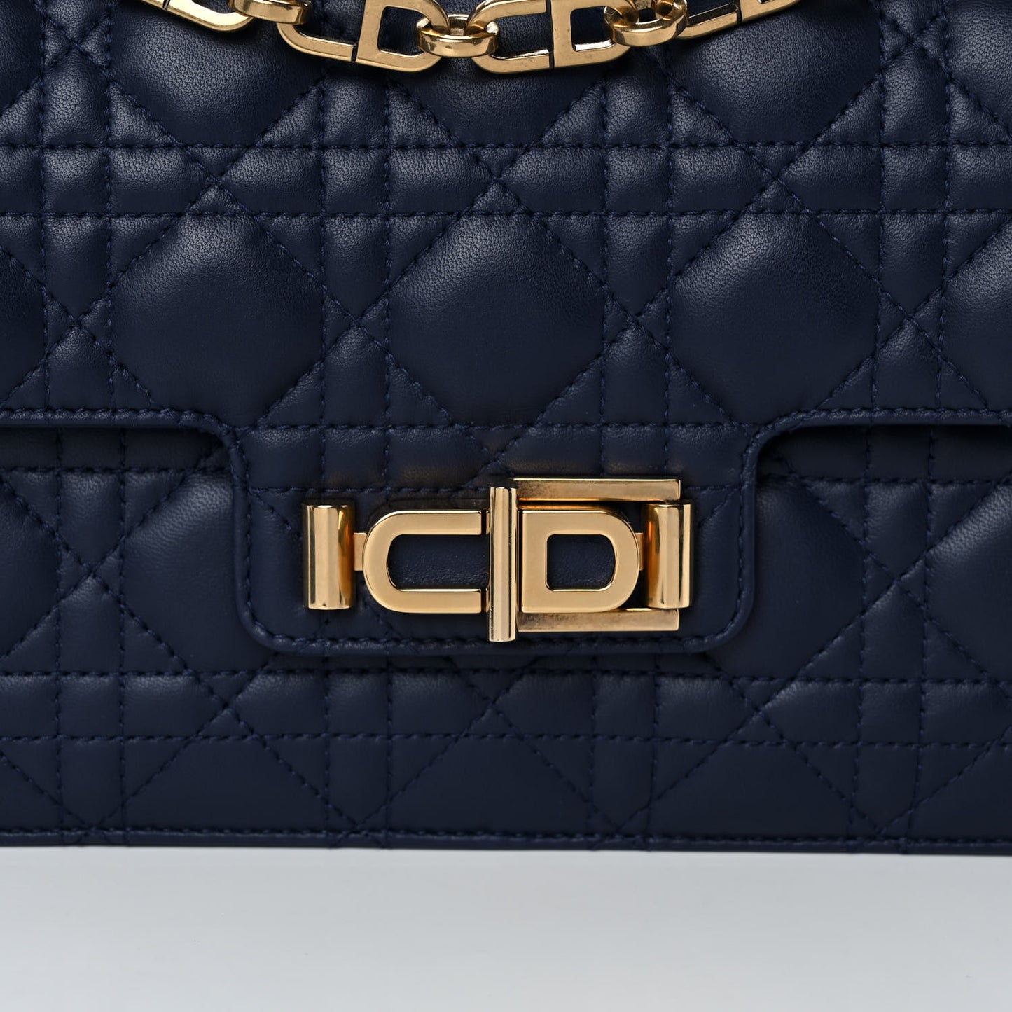 Lambskin Cannage CD Lock Flap Bag Navy