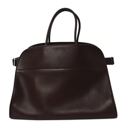 The Row Polished Saddle Calfskin Soft Margaux 17 Dark Brown 1 of 10