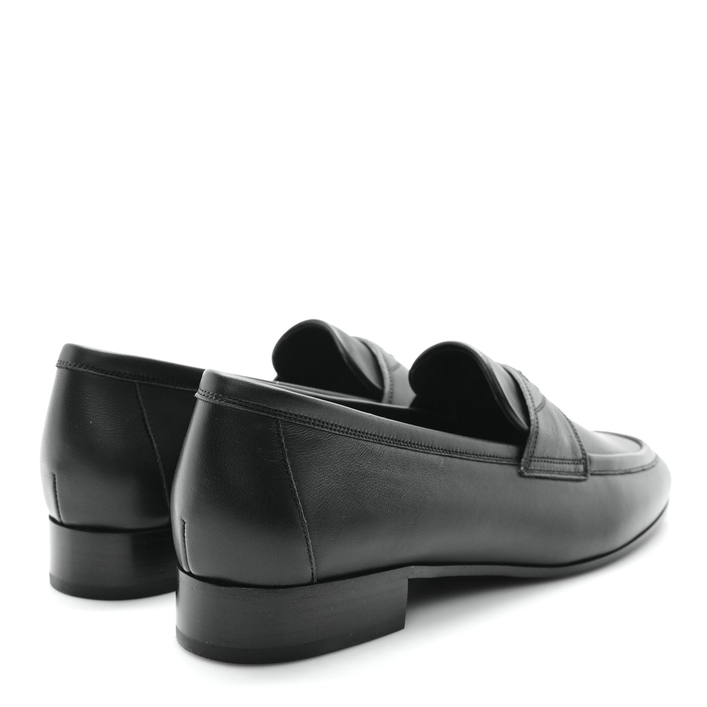 Calfskin Womens Stitched CC Loafers 39 Black