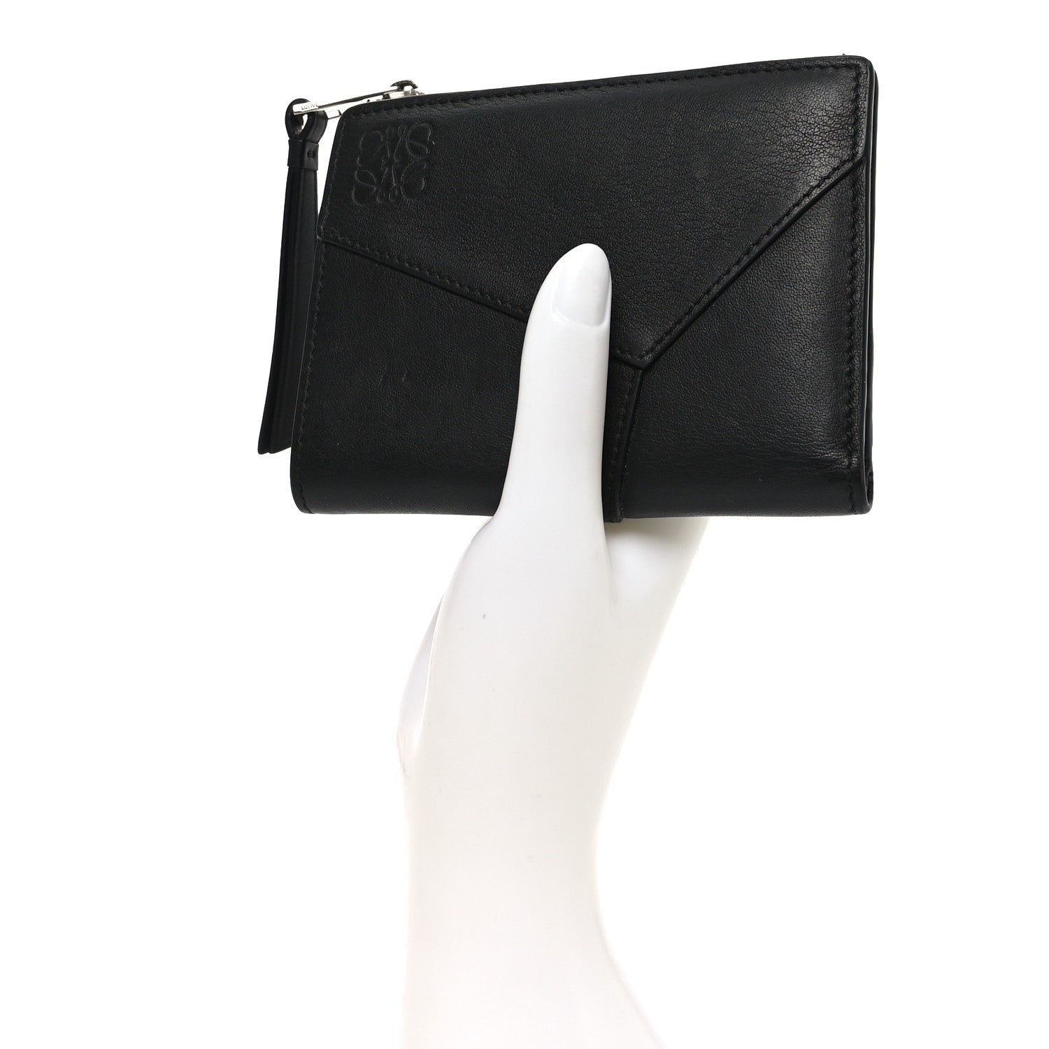 Loewe Calfskin Puzzle Zip Slim Compact Bi-Fold Wallet Black 2 of 6