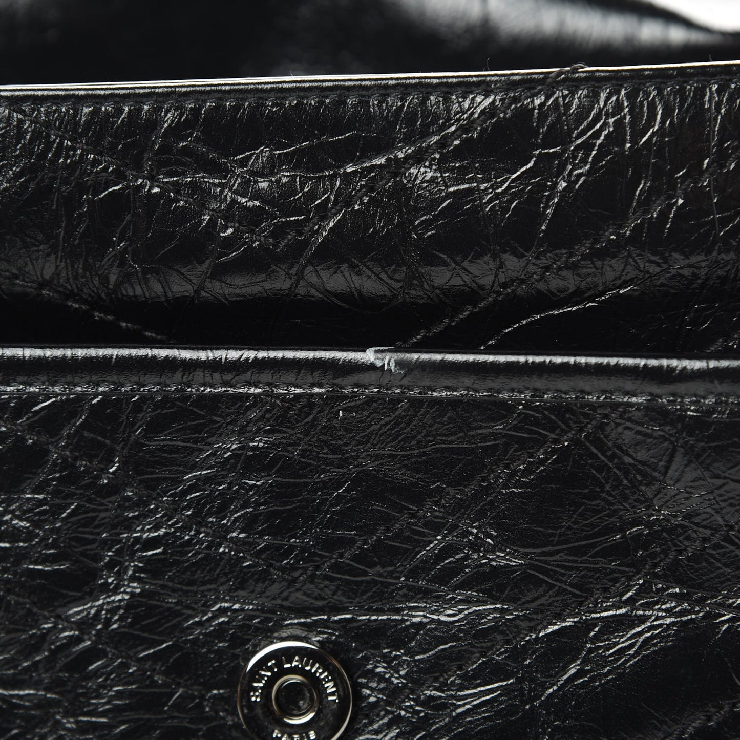 Crinkled Calfskin Matelasse Monogram Large Niki Chain Satchel Black