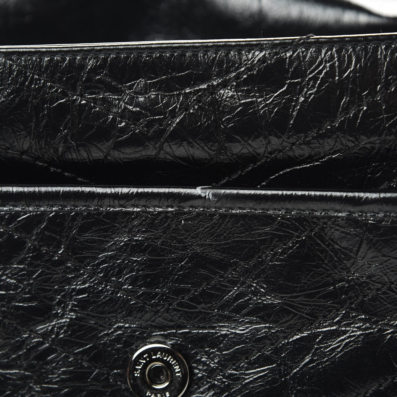 Saint Laurent Crinkled Calfskin Matelasse Monogram Large Niki Chain Satchel Black 13 of 20