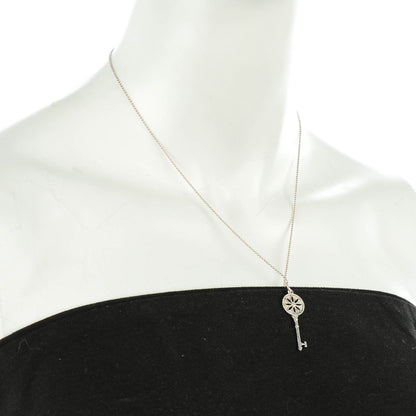 Tiffany Sterling Silver Diamond Small Daisy Key Pendant Necklace 2 of 6