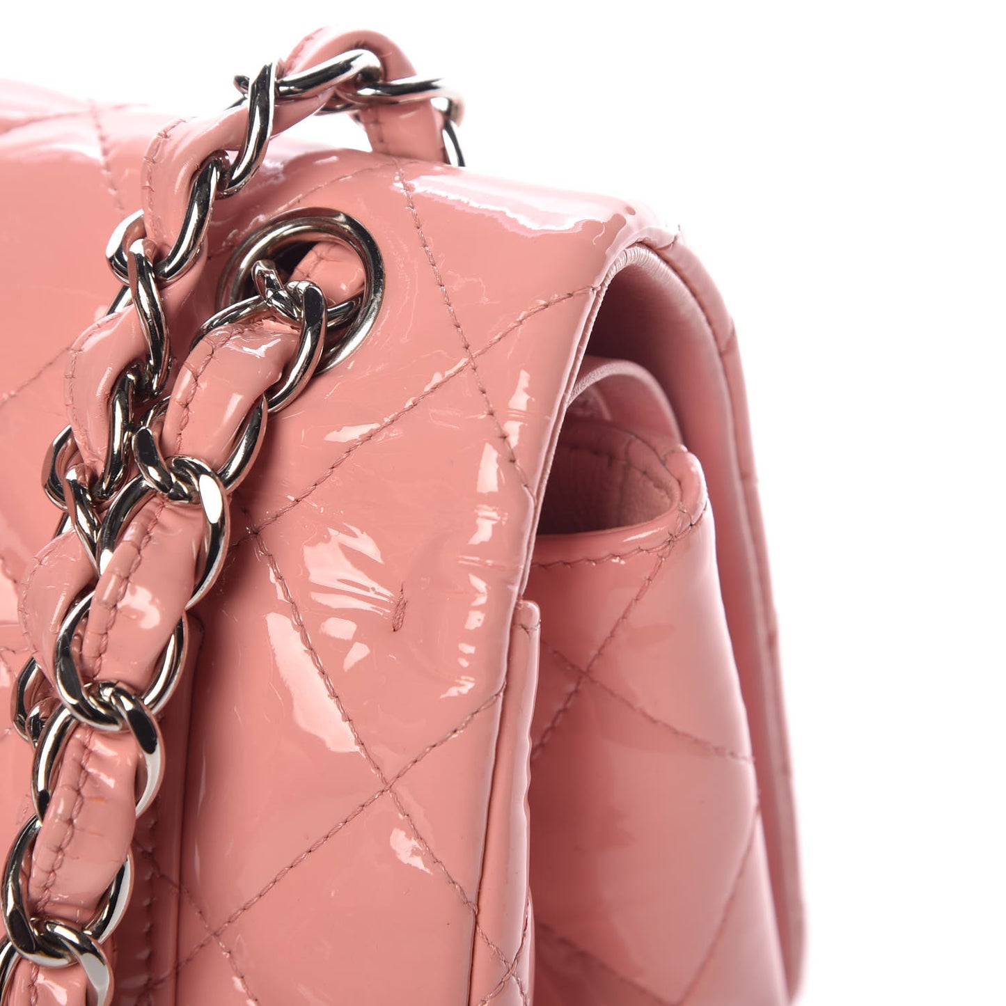 Patent Quilted Jumbo Double Flap Pink