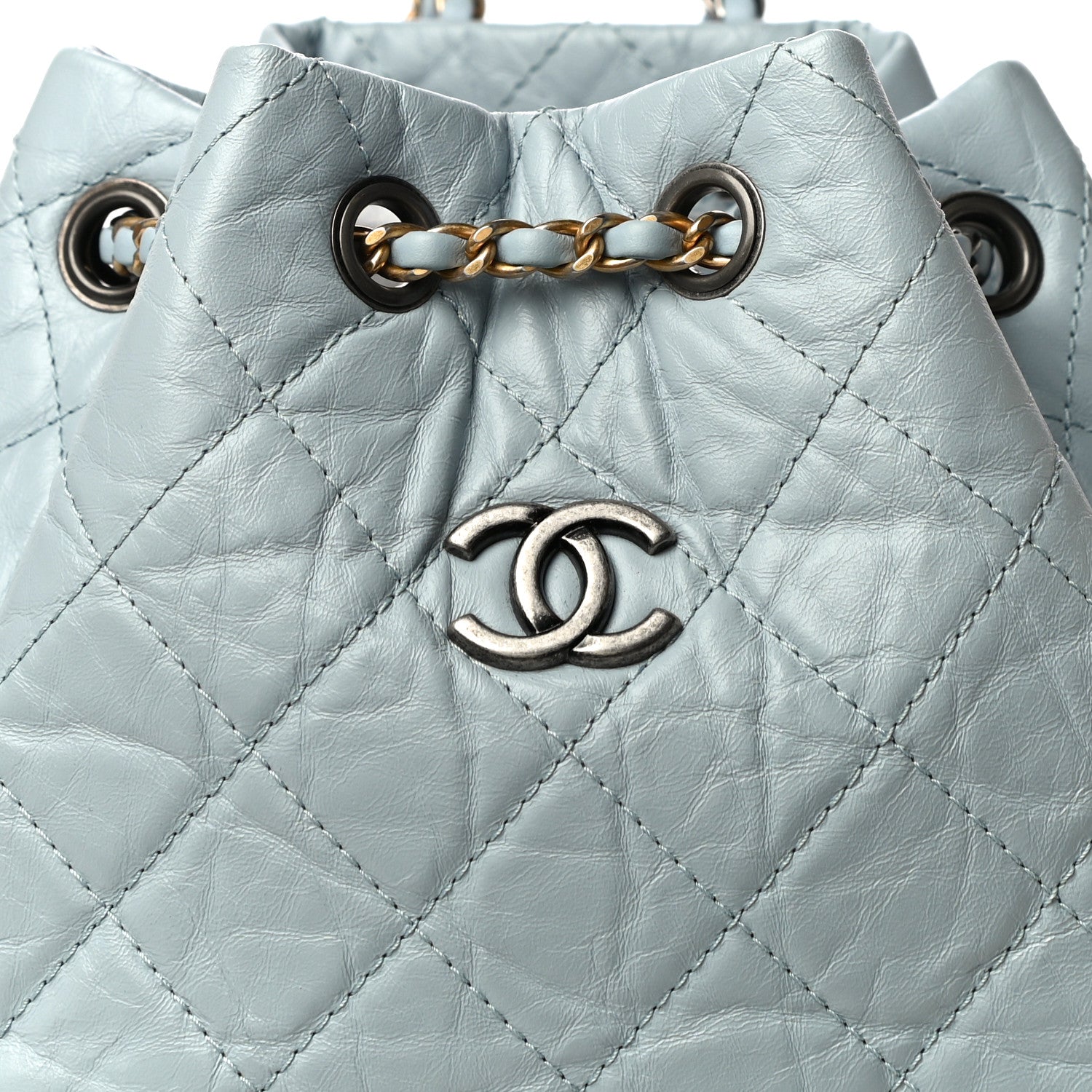 Chanel Aged Calfskin Quilted Small Gabrielle Backpack Light Blue 8 of 10