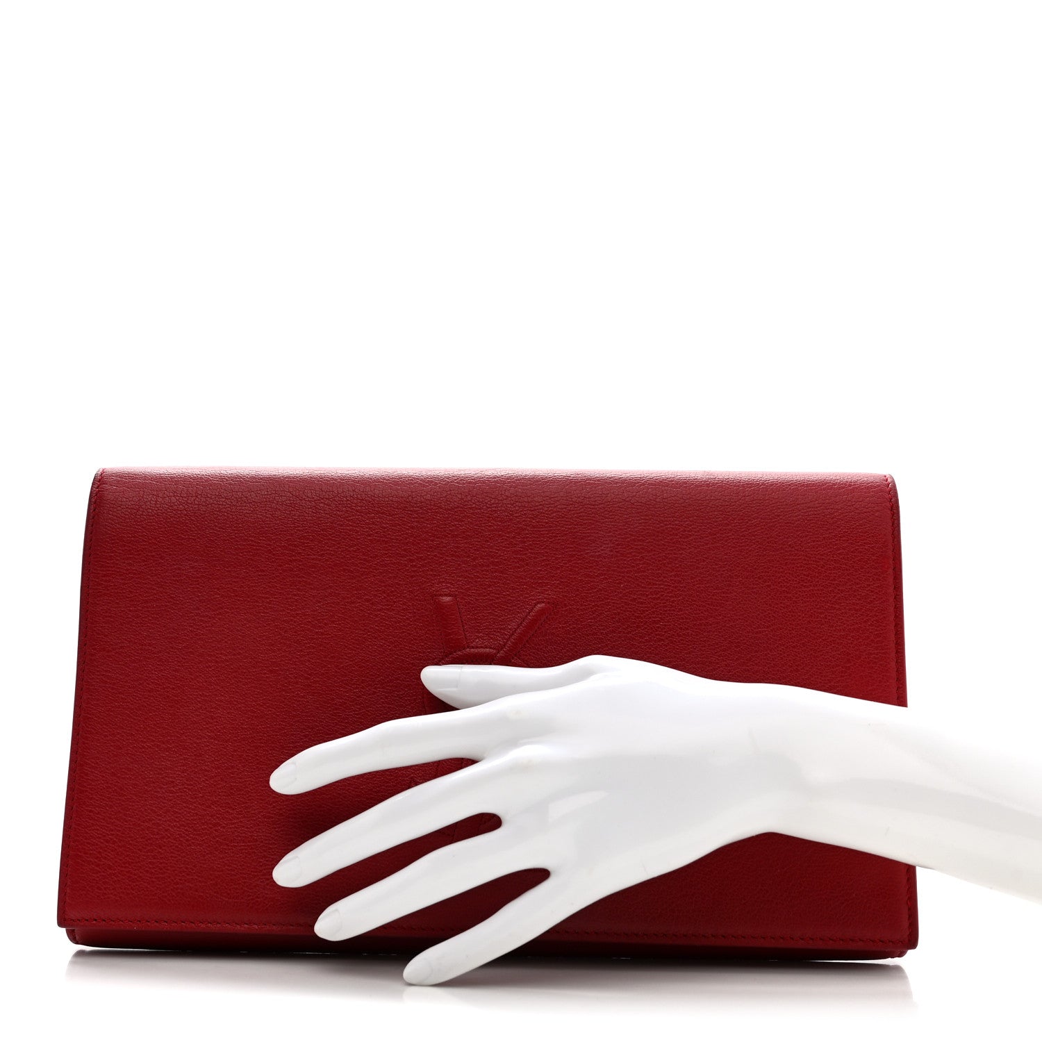 Saint Laurent Calfskin Monogram Large Belle De Jour Clutch Red 2 of 6