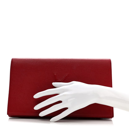 Saint Laurent Calfskin Monogram Large Belle De Jour Clutch Red 2 of 6