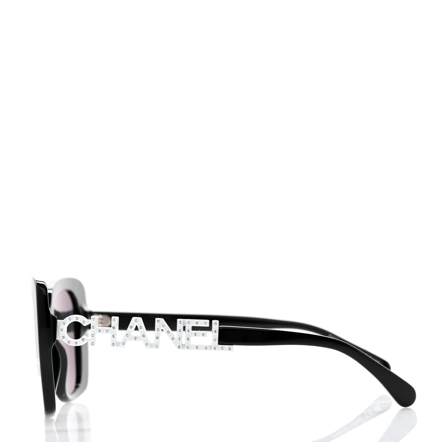 Acetate Strass Square Sunglasses 5422-B Black White