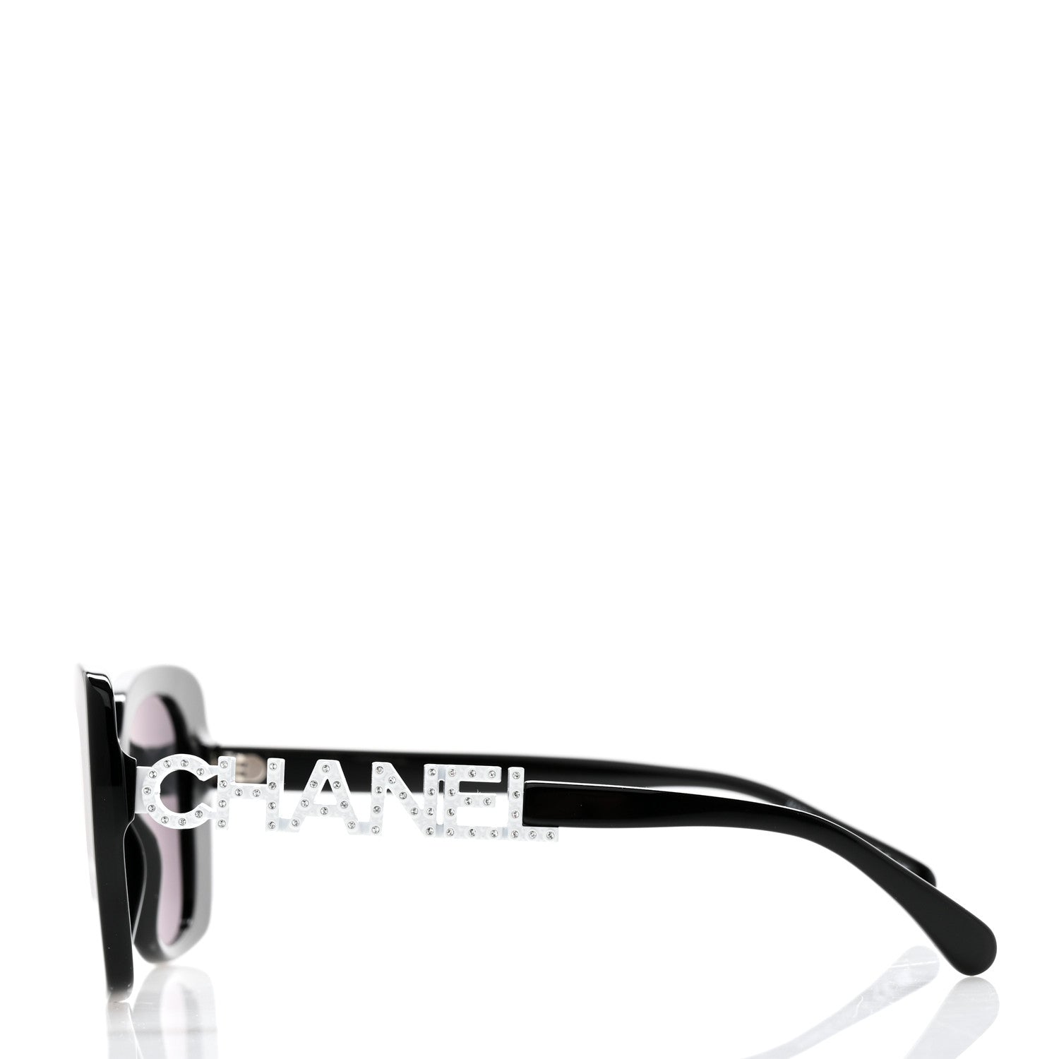 Chanel Acetate Strass Square Sunglasses 5422-B Black White 3 of 8