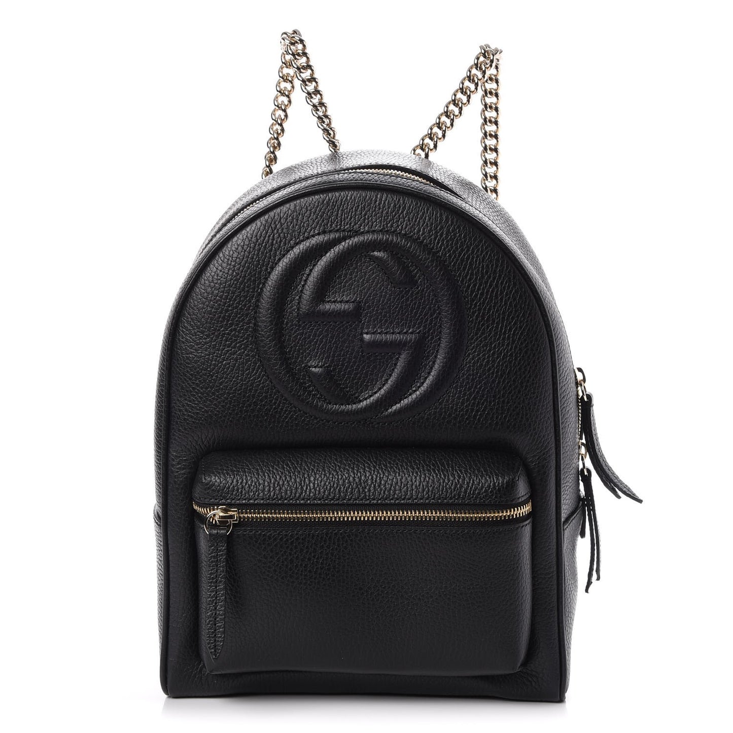 Pebbled Calfskin Soho Chain Backpack Black
