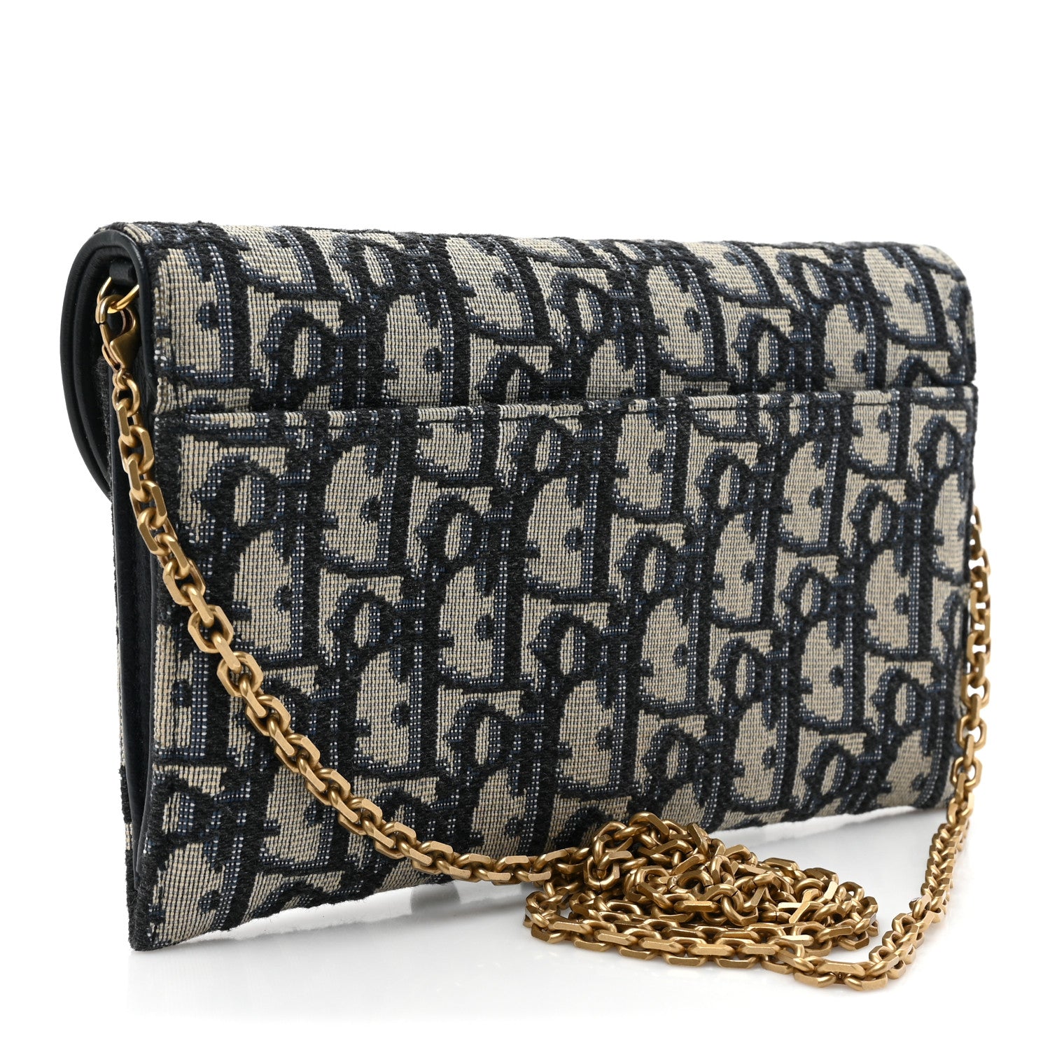 Christian Dior Oblique Saddle Chain Long Wallet Blue 3 of 10