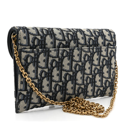 Christian Dior Oblique Saddle Chain Long Wallet Blue 3 of 10