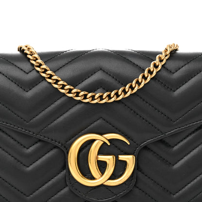 Gucci Calfskin Matelasse GG Marmont Chain Wallet Black 7 of 14