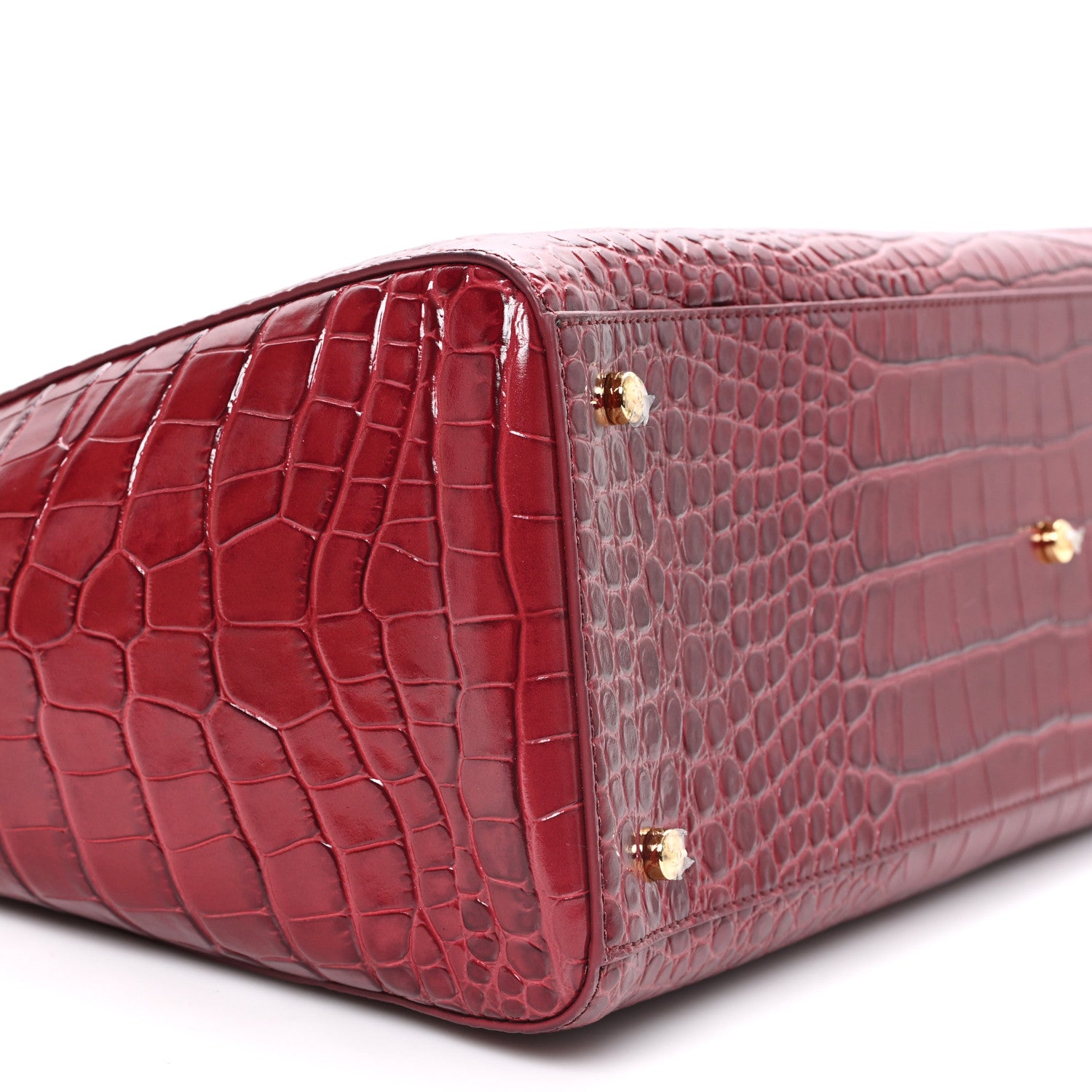 Chanel Calfskin Crocodile Embossed Archetype Large Shopping Tote Burgundy Burgundy 9 of 10