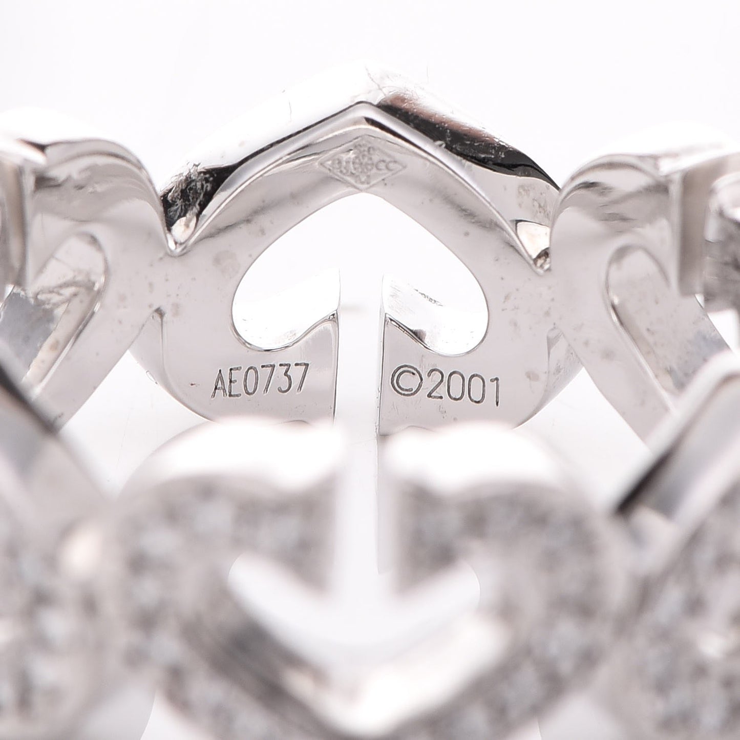 18K White Gold Diamond Hearts and Symbols Paved Ring 47 4