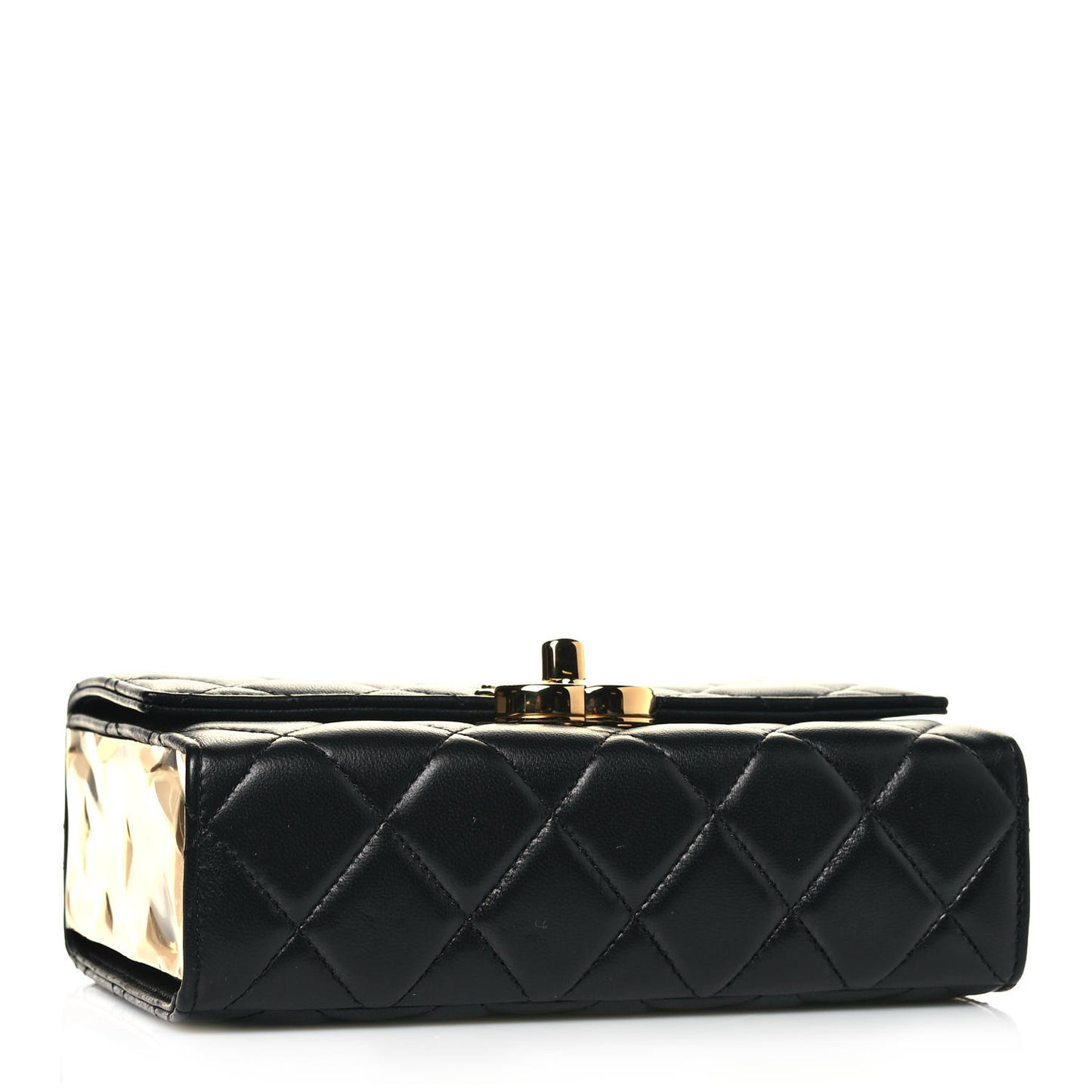 Lambskin Quilted Mini Golden Plate Flap Black