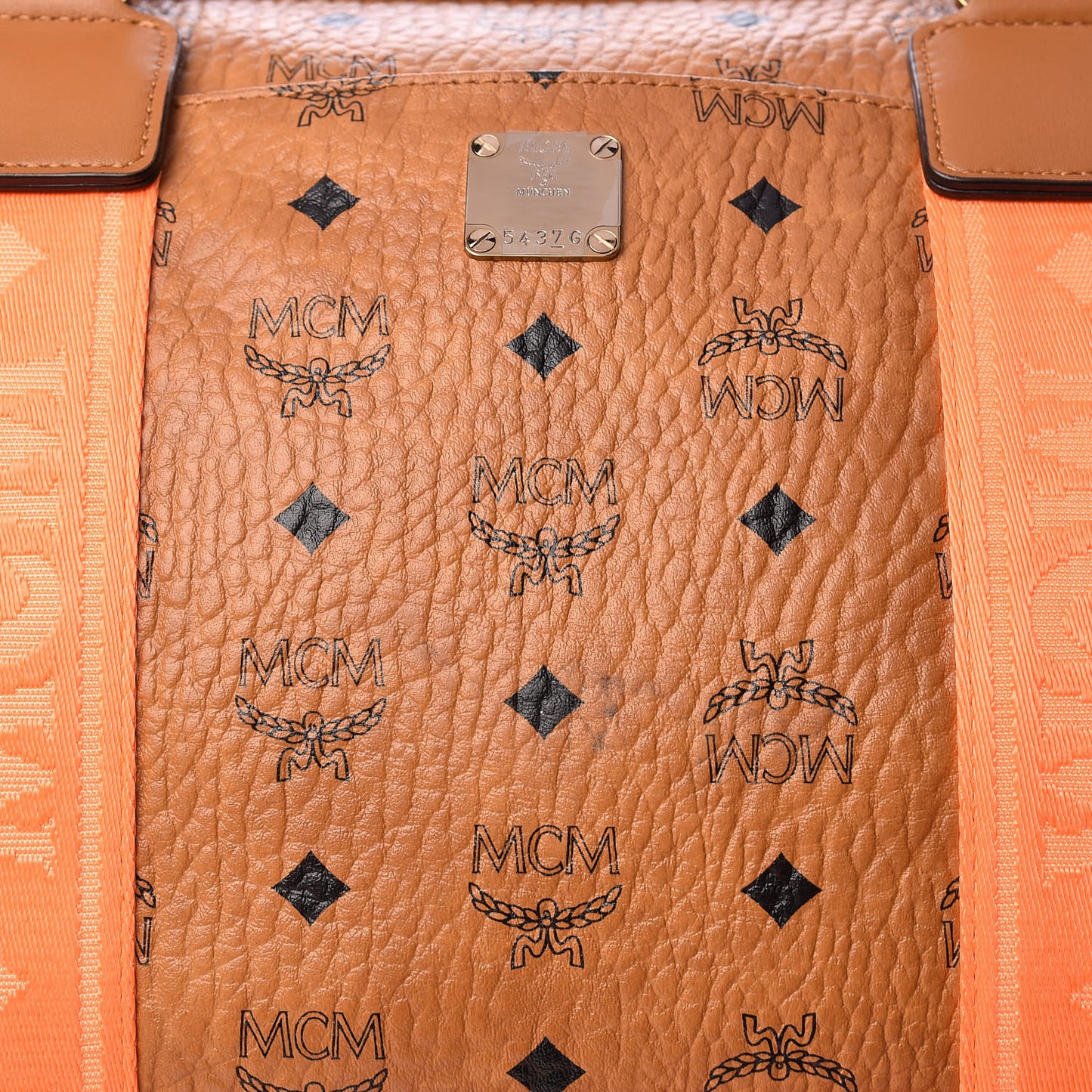 Visetos Large Traveler Weekender Bag Cognac Neon Orange