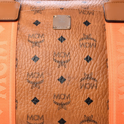 MCM Visetos Large Traveler Weekender Bag Cognac Neon Orange 8 of 20