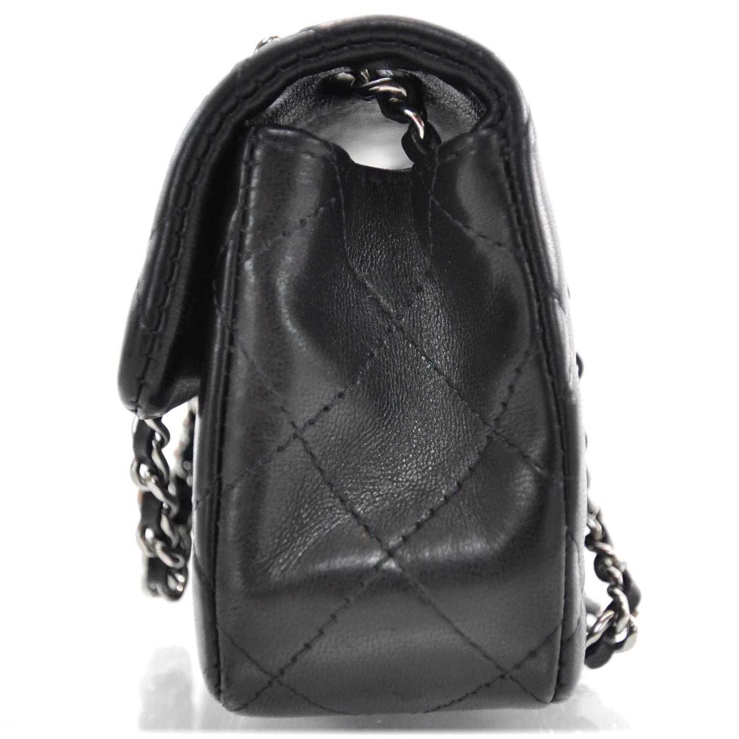 Lambskin Quilted Extra Mini Flap Black