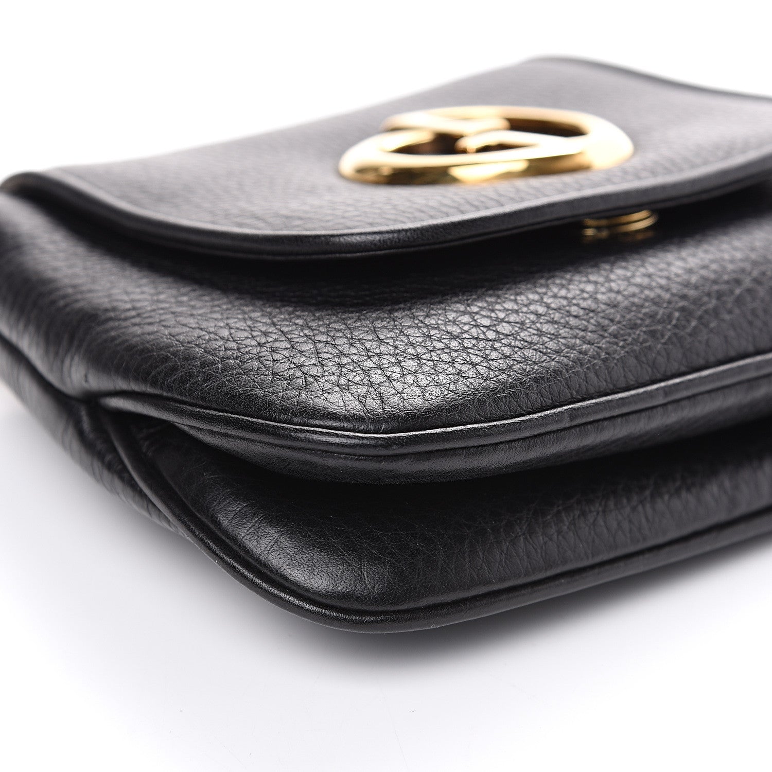 Gucci Pebbled Calfskin Small 1973 Chain Shoulder Bag Black 7 of 10