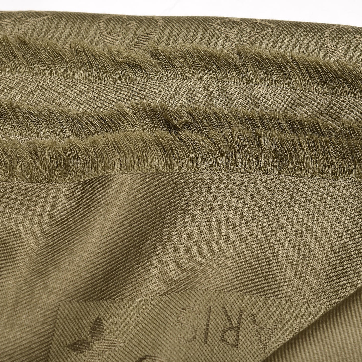 Silk Wool Monogram Shawl Kaki
