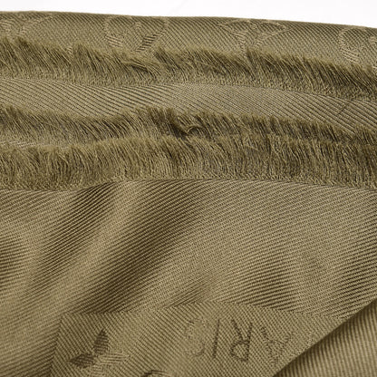 Louis Vuitton Silk Wool Monogram Shawl Kaki 6 of 6