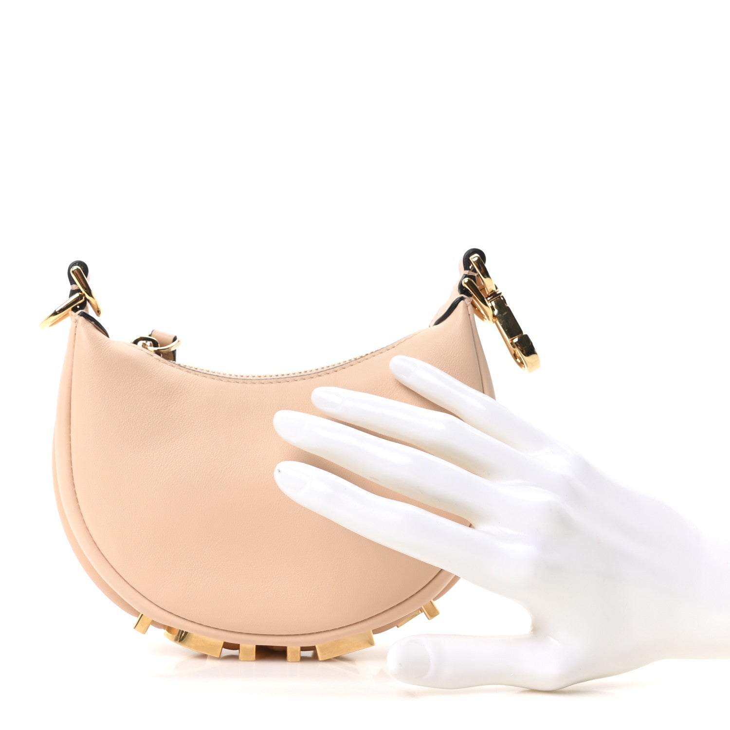 Fendi Vitello Grace Matte Nano Fendigraphy Hobo Charm Light Rose 2 of 10