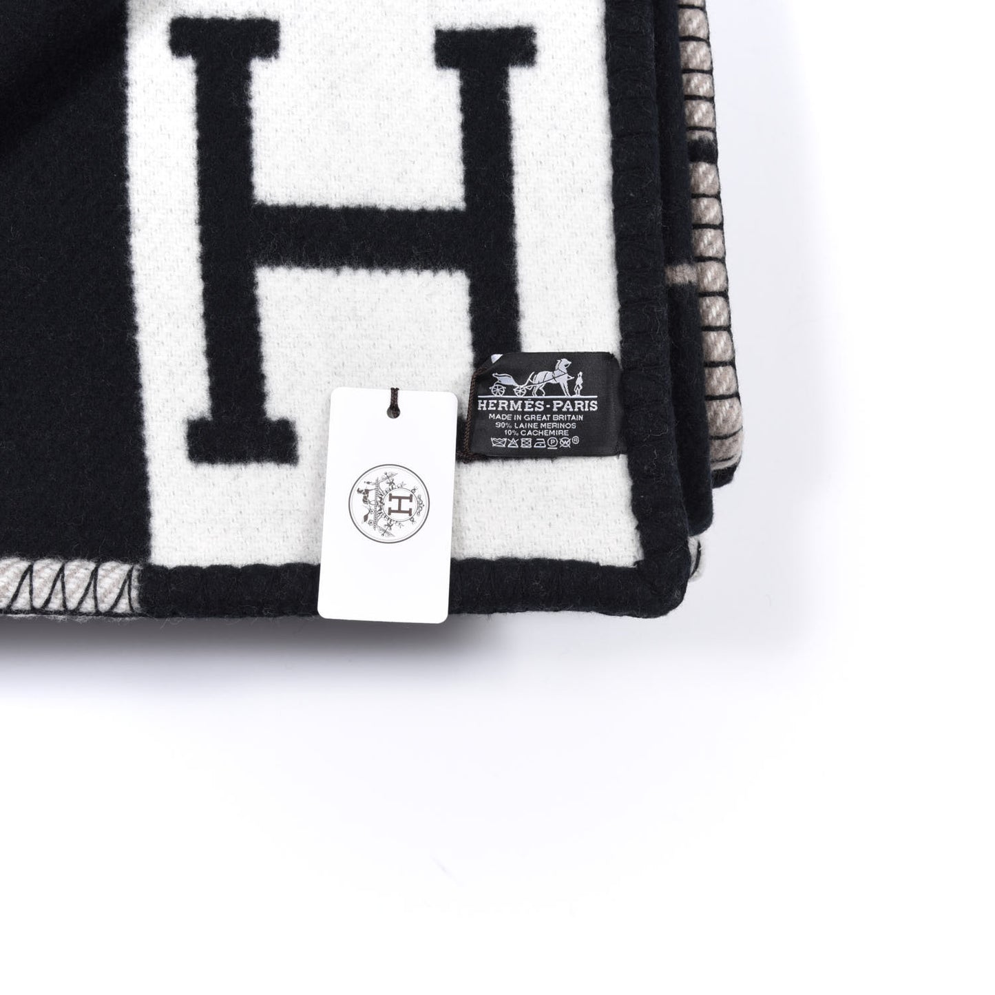Wool Cashmere Avalon III Blanket Ecru Black