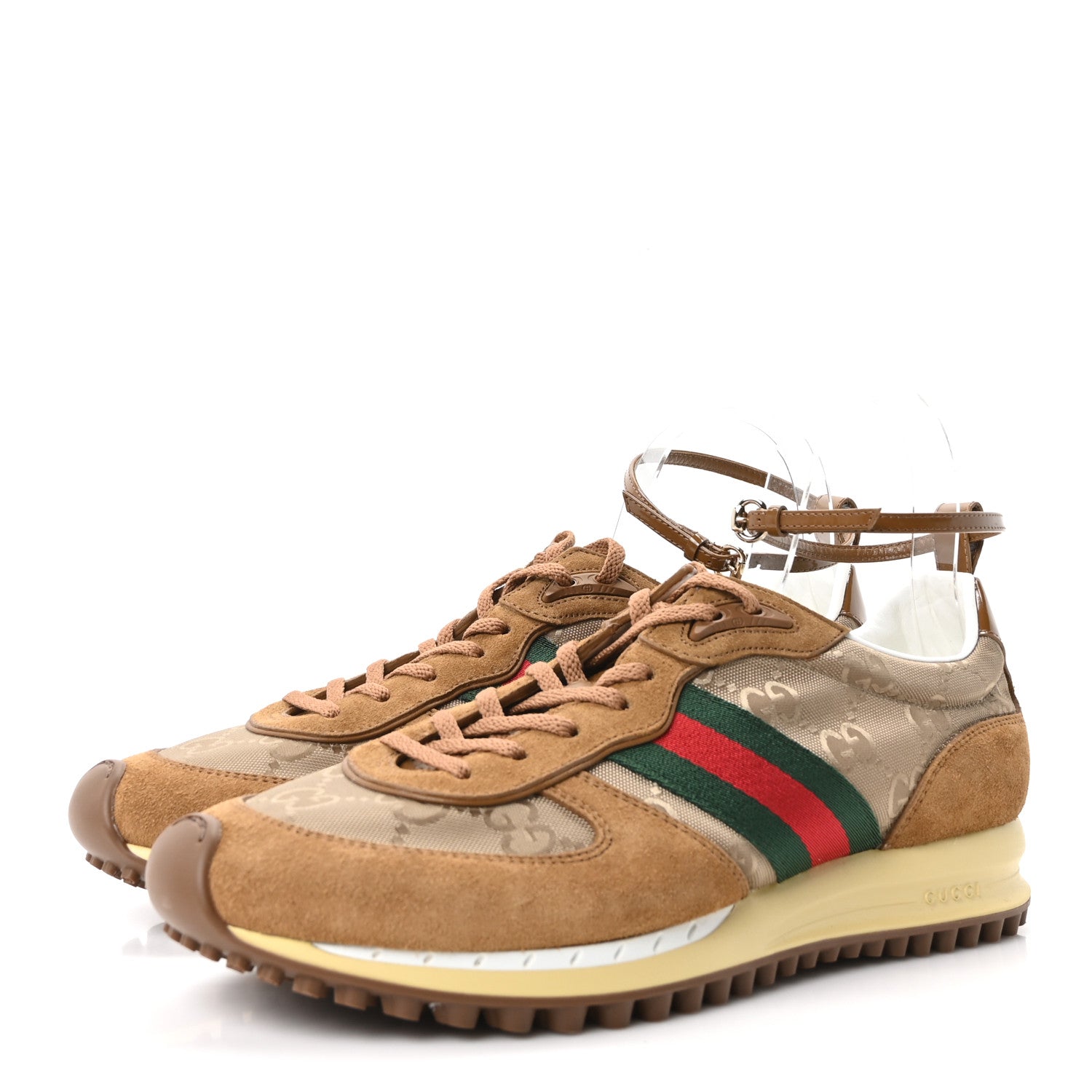 Gucci GG Suede Monogram Web Re-Motion Sneakers 41 Camel 4 of 10
