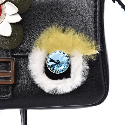 Fendi Shiny Nappa Rabbit Fur Crystal Flowerland Micro Buggie Baguette Black Mojito Multicolor 9 of 11