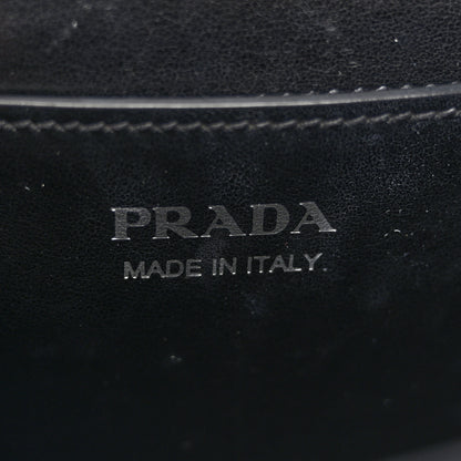 Prada Saffiano Cuir Calfskin Monochrome Envelope Flap Chain Shoulder Bag Black 5 of 12