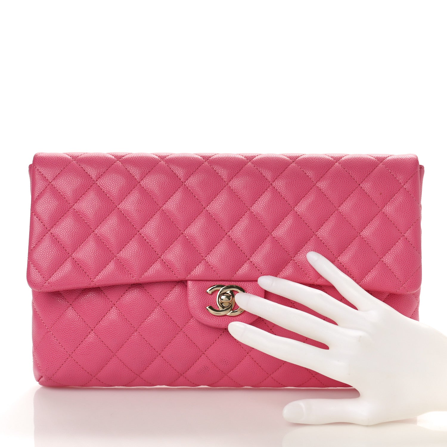 Chanel Caviar Quilted Flap Clutch Pink 2 of 10