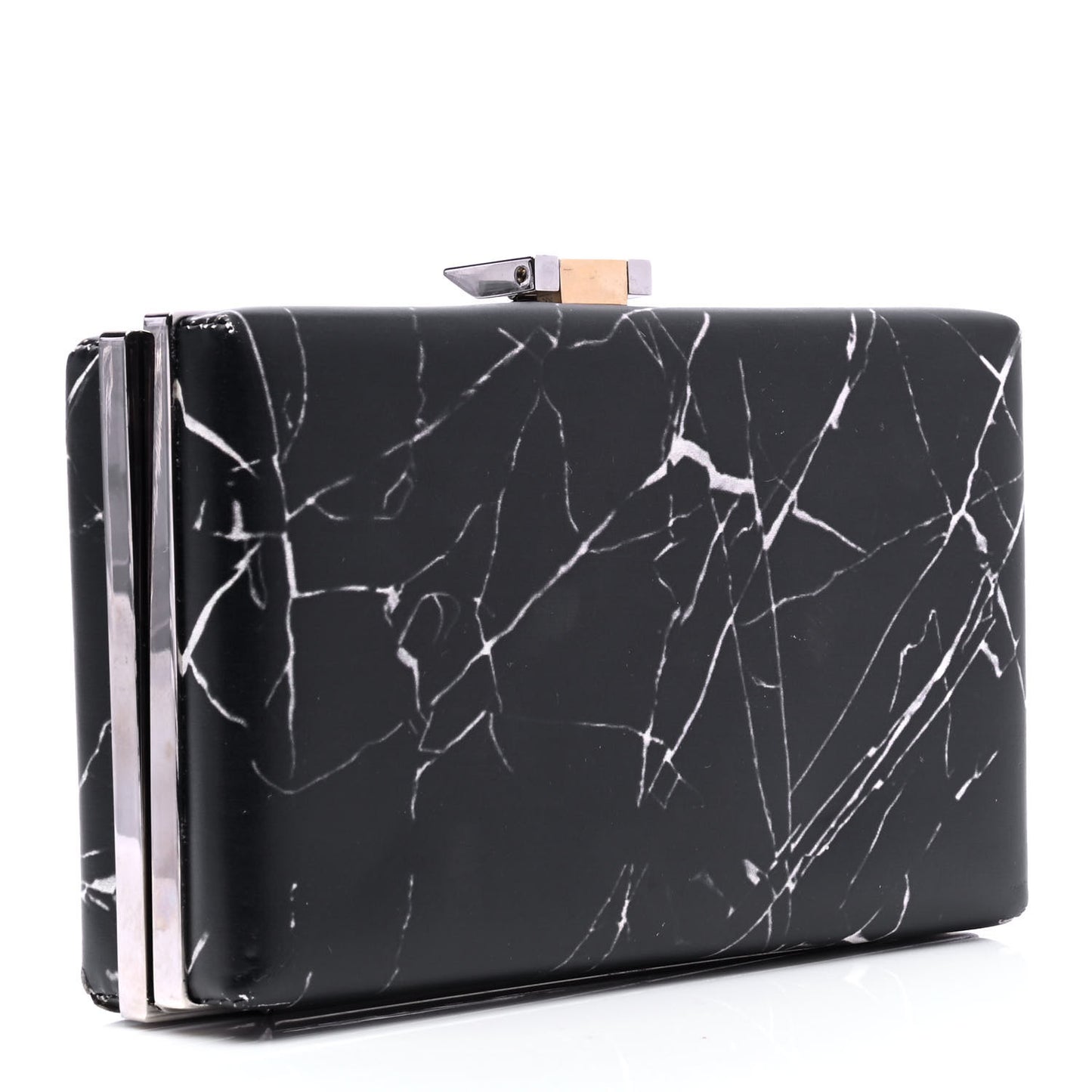 Smooth Calfskin Le Dix Minaudiere Marble Box Clutch Black