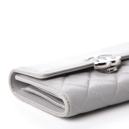 Chanel Goatskin Quilted CC Box Flap Wallet Grey 5 of 11