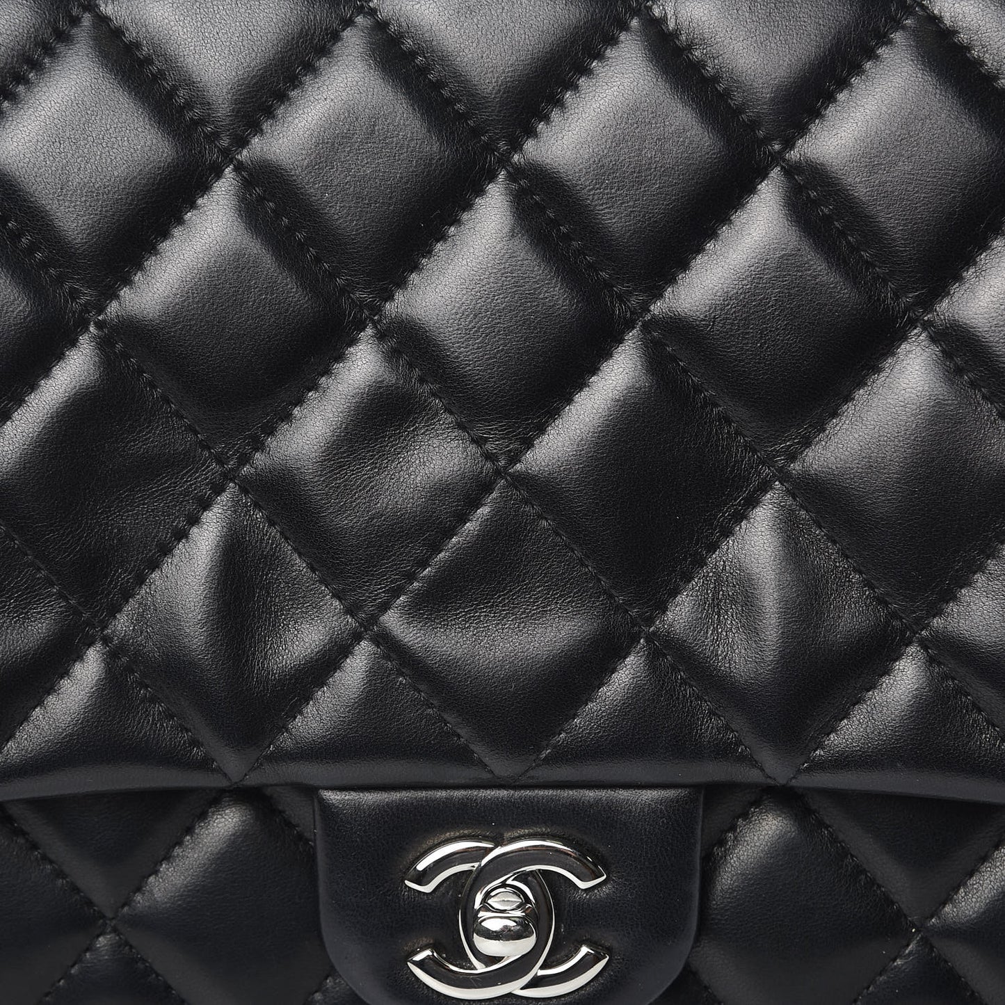 Lambskin Quilted Clutch With Chain Flap Black