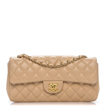 Chanel Lambskin Quilted East West Flap Beige 1 of 8